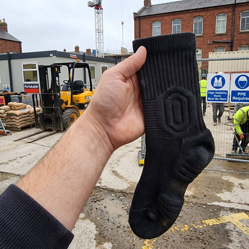 GroundGuard work socks worn on the job