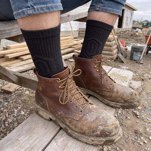 GroundGuard work socks worn on the job